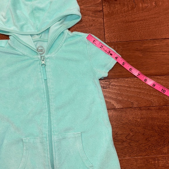 Wonder Nation Girls Aqua Terry Hooded Zip Front Swim Coverup - Size XS (4-5) - Picture 11 of 16